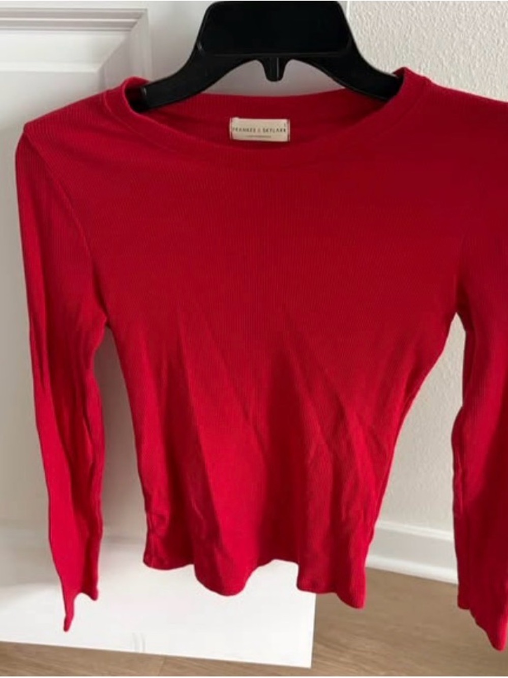 Red Ribbed Long-Sleeve Top - Juniors